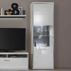 Online Wohnen Wohnzimmervitrine Tacroma in Weiß Hochglanz