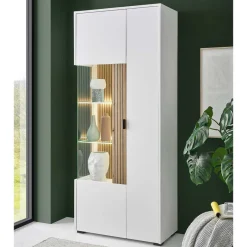 New Wohnen Wohnzimmer-Vitrinenschrank zweifarbig - Nenaloro