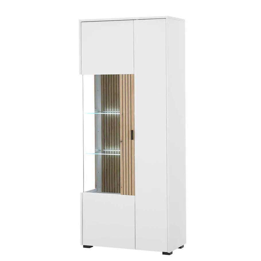 New Wohnen Wohnzimmer-Vitrinenschrank zweifarbig - Nenaloro