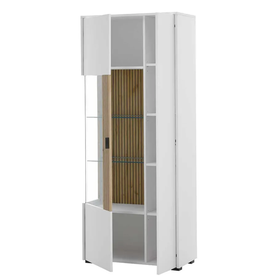 New Wohnen Wohnzimmer-Vitrinenschrank zweifarbig - Nenaloro