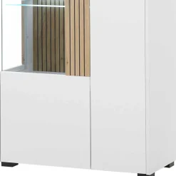 New Wohnen Wohnzimmer-Vitrinenschrank zweifarbig - Nenaloro
