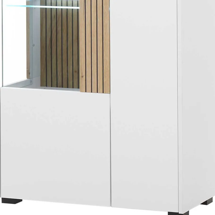 New Wohnen Wohnzimmer-Vitrinenschrank zweifarbig - Nenaloro