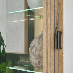 New Wohnen Wohnzimmer-Vitrinenschrank zweifarbig - Nenaloro