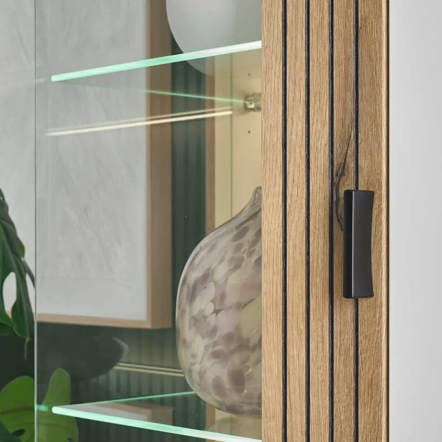 New Wohnen Wohnzimmer-Vitrinenschrank zweifarbig - Nenaloro