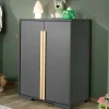 Outlet Wohnen Wäscheschrank in Anthrazit und Buche - Vorenza