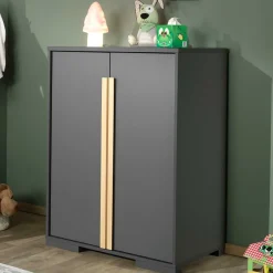 Outlet Wohnen Wäscheschrank in Anthrazit und Buche - Vorenza