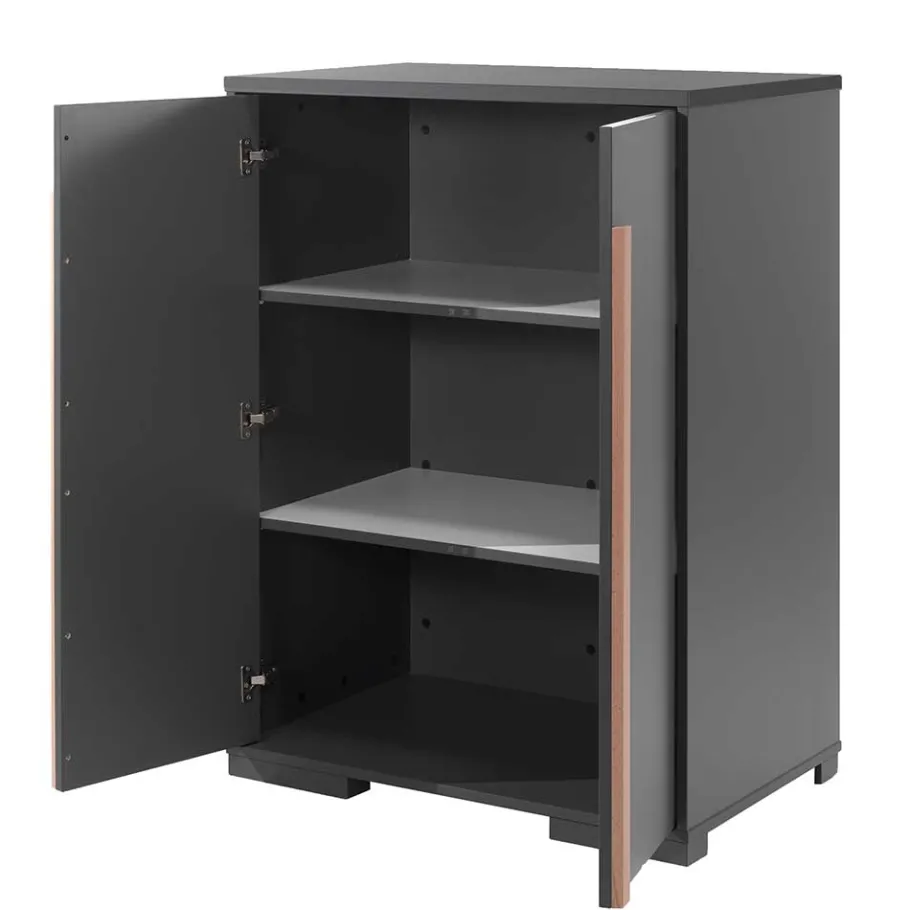 Outlet Wohnen Wäscheschrank in Anthrazit und Buche - Vorenza