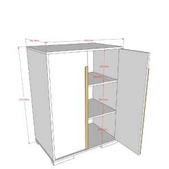 Outlet Wohnen Wäscheschrank in Anthrazit und Buche - Vorenza