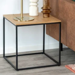 Outlet Wohnen 45x45 Beistelltisch in Eiche & Schwarz - Mercadeo
