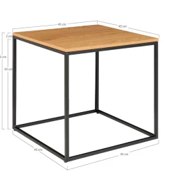 Outlet Wohnen 45x45 Beistelltisch in Eiche & Schwarz - Mercadeo