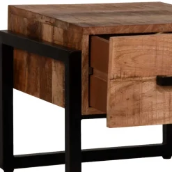 Clearance Wohnen 50x50 Beistelltisch mit Schublade aus Massivholz - Schanow