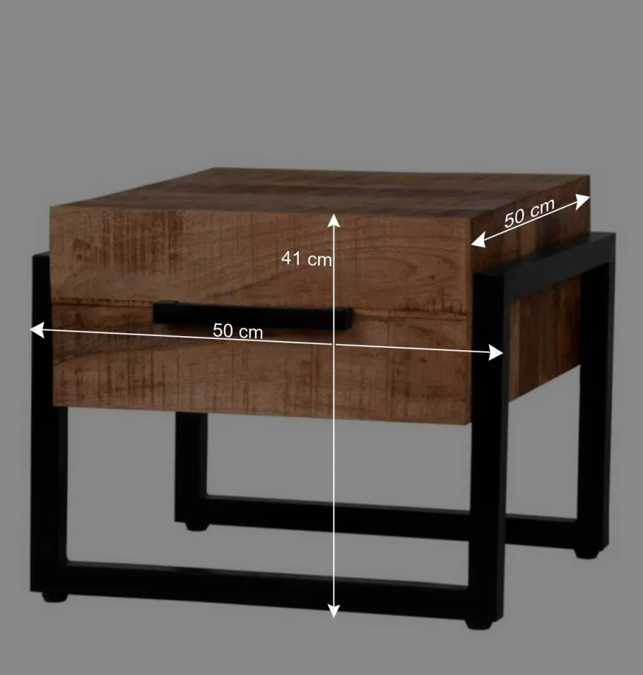 Clearance Wohnen 50x50 Beistelltisch mit Schublade aus Massivholz - Schanow