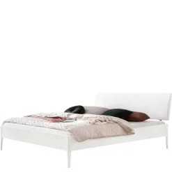 Online Wohnen 140x200 Bett in Weiß aus Buche & Kunstleder - Shian