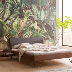 Wohnen 140x200 Bett mit Polsterkopfteil Kunstleder Grau - Ricana