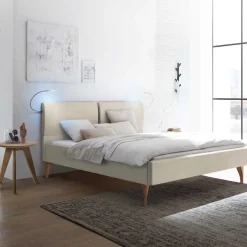 Clearance Wohnen 140x200 Bettgestell gepolstert in Beige - Duarto