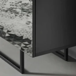 Wohnen 120x140 cm Highboard mit Spiegelglas in Rauchgrau - Razepta