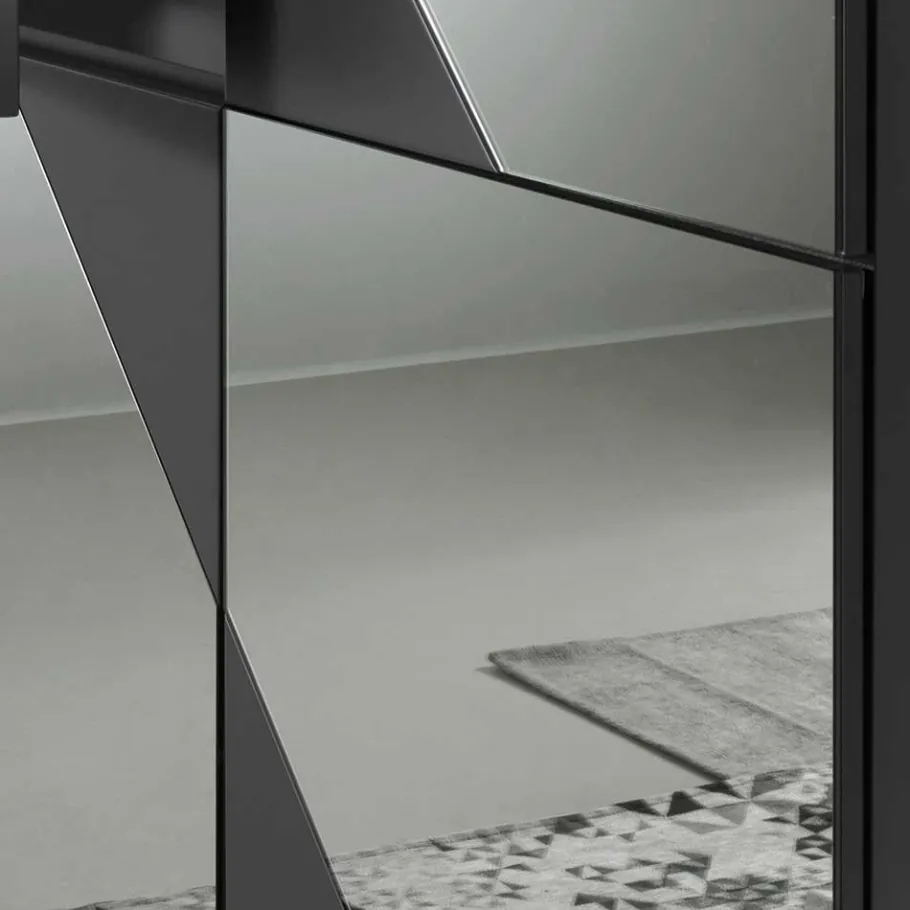 Wohnen 120x140 cm Highboard mit Spiegelglas in Rauchgrau - Razepta