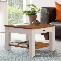 Sale Wohnen 60x60 cm Landhaus Couchtisch mit Schublade - Auslava
