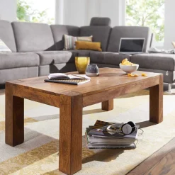 Best Wohnen 110x60 Couchtisch aus Sheesham Massivholz - Hoslo
