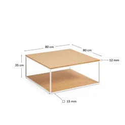 Wohnen 80x80 Couchtisch mit Bodenplatte in Eiche - Bosso