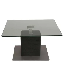 Hot Wohnen 80x80 Designer Couchtisch mit Glasplatte & Säulengestell - Katralan