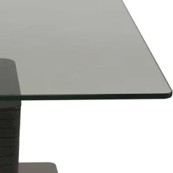 Hot Wohnen 80x80 Designer Couchtisch mit Glasplatte & Säulengestell - Katralan
