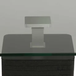 Hot Wohnen 80x80 Designer Couchtisch mit Glasplatte & Säulengestell - Katralan