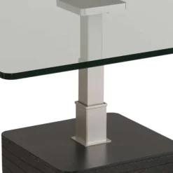Hot Wohnen 80x80 Designer Couchtisch mit Glasplatte & Säulengestell - Katralan