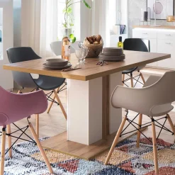 Hot Wohnen 160x90 Esstisch mit Säulenfuß zweifarbig - Caldri