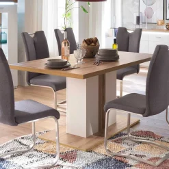 Hot Wohnen 160x90 Esstisch mit Säulenfuß zweifarbig - Caldri