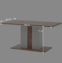 Hot Wohnen 160x90 Esstisch mit Säulenfuß zweifarbig - Caldri