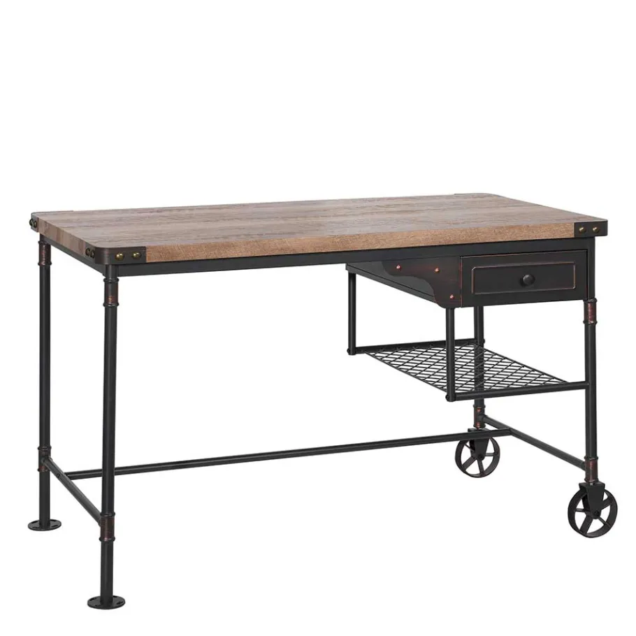 Outlet Wohnen 122x63 Factory Schreibtisch aus Metall - Nenvia