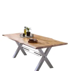 Hot Wohnen X Fuß Esszimmertisch mit Holzplatte Live Edge - Kandu