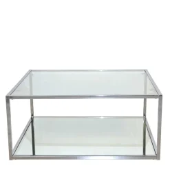 Discount Wohnen 80x80 Glas Couchtisch mit Spiegelglas Boden - Cowian