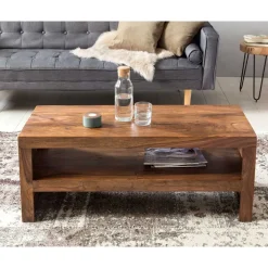 Outlet Wohnen 110x45 Handgearbeiteter Couchtisch mit Ablage - Hoslo