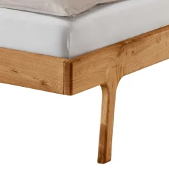 Outlet Wohnen 140x200 Holzbett aus Wildeiche mit Rattan - Ambrosso
