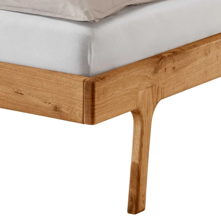 Outlet Wohnen 140x200 Holzbett aus Wildeiche mit Rattan - Ambrosso