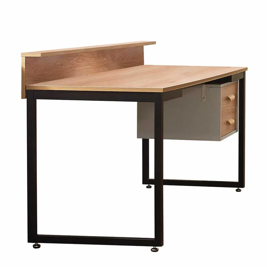 Online Wohnen 140x60 Industrial Schreibtisch mit Aufsatz - Pluta