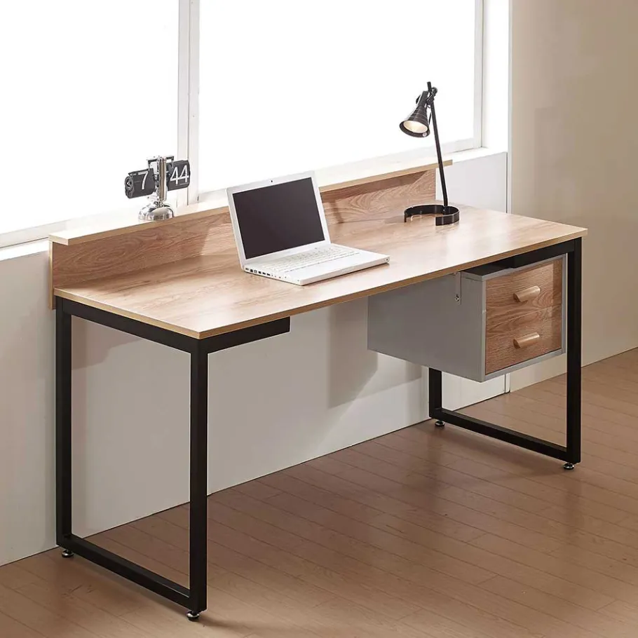 Online Wohnen 140x60 Industrial Schreibtisch mit Aufsatz - Pluta