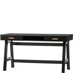 Online Wohnen 140x62 Kiefernholz Schreibtisch in Schwarz - Ilvessino