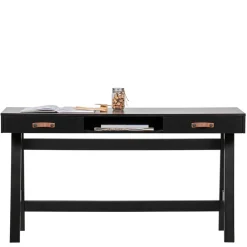 Online Wohnen 140x62 Kiefernholz Schreibtisch in Schwarz - Ilvessino