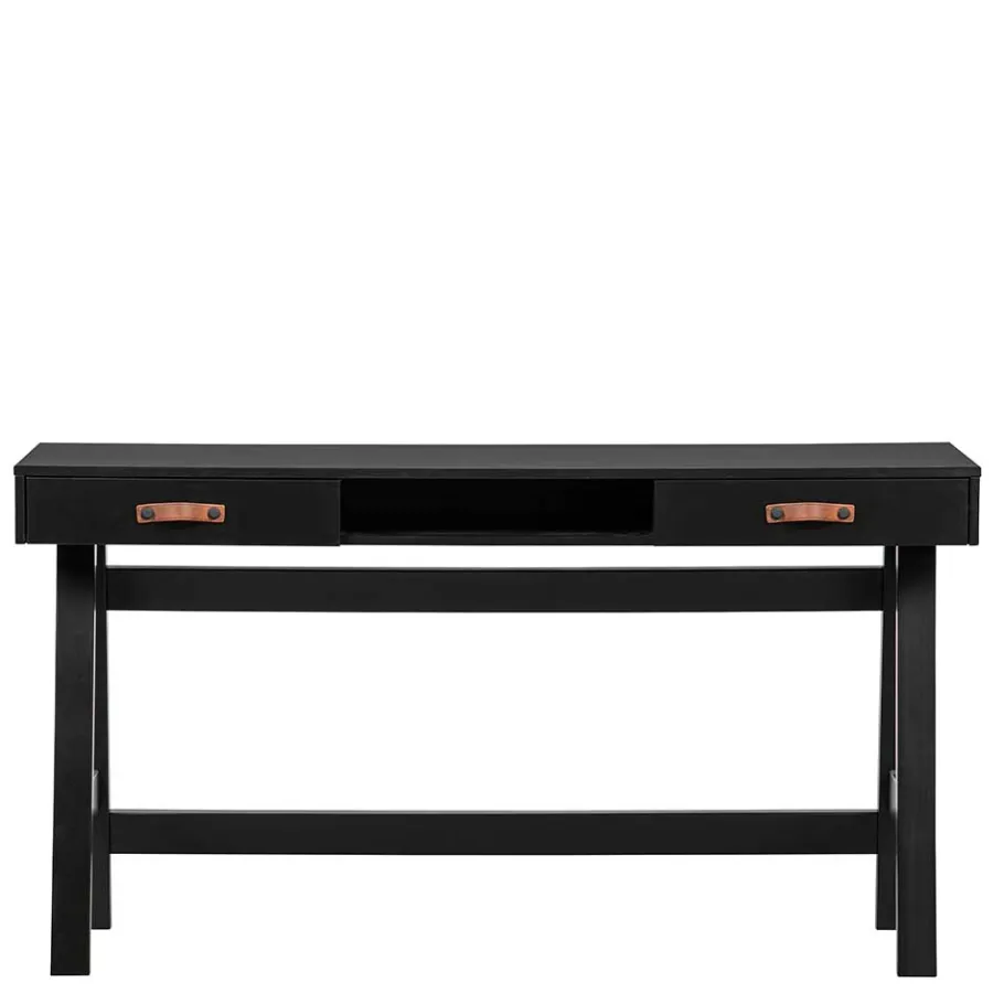 Online Wohnen 140x62 Kiefernholz Schreibtisch in Schwarz - Ilvessino