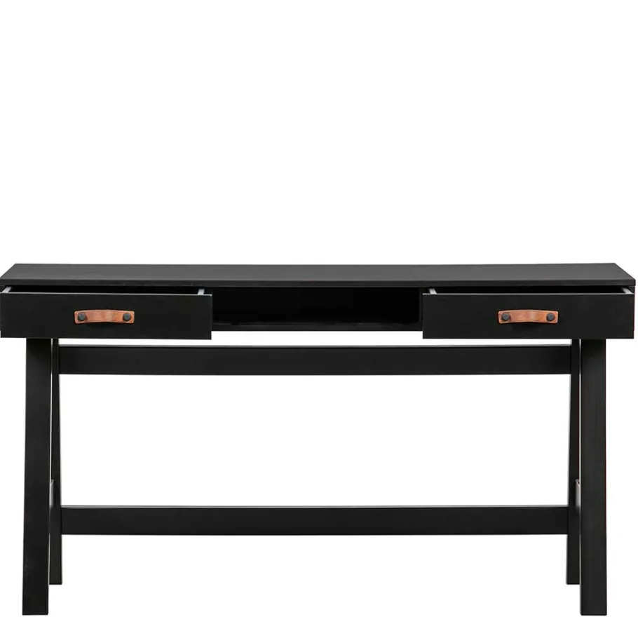 Online Wohnen 140x62 Kiefernholz Schreibtisch in Schwarz - Ilvessino
