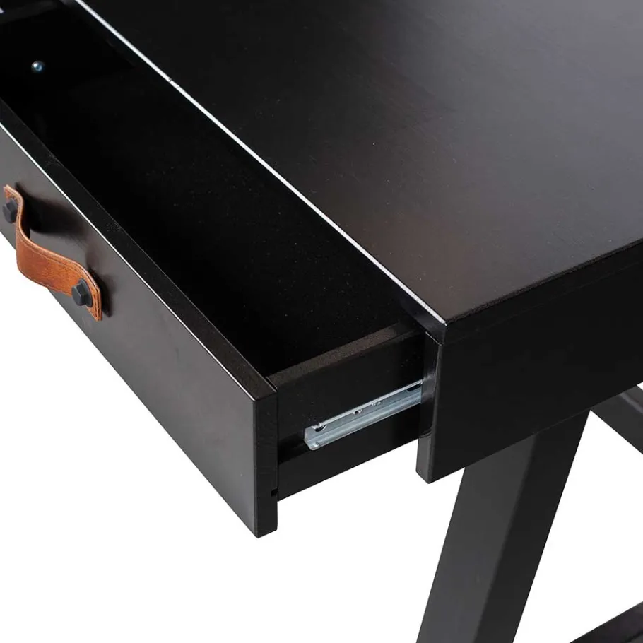 Online Wohnen 140x62 Kiefernholz Schreibtisch in Schwarz - Ilvessino