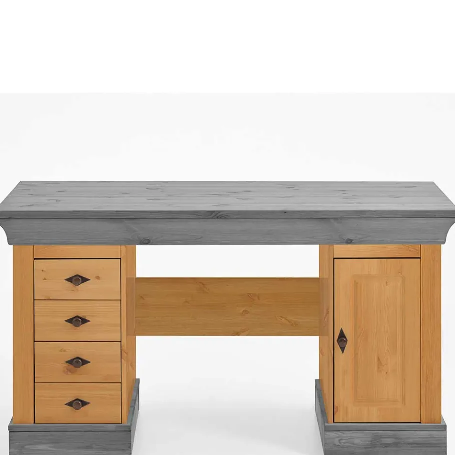 Best Wohnen 144x66 Landhaus Holz-Schreibtisch zweifarbig - Eshelas