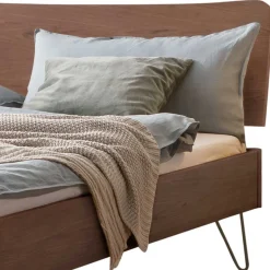 Online Wohnen 140x200 Nussbaum Bett modern - Dattilo