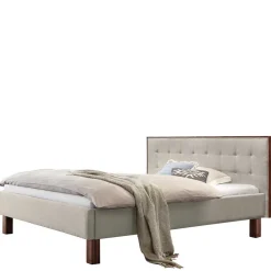 Best Wohnen 140x200 Polsterbett in Beige und Nussbaum - Kyras