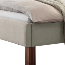 Best Wohnen 140x200 Polsterbett in Beige und Nussbaum - Kyras