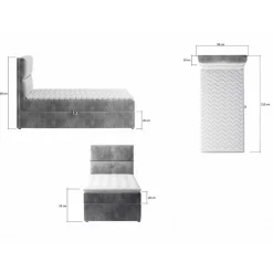Clearance Wohnen 90x200 Polsterbett in Grau - Pandaua