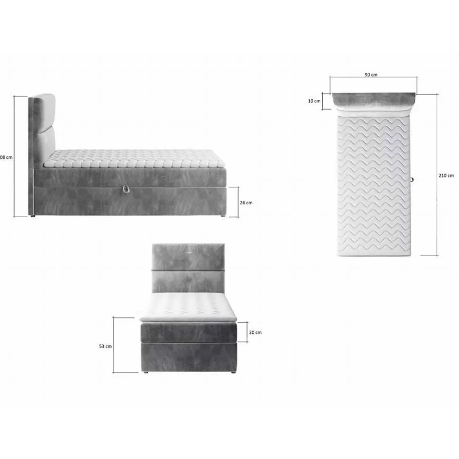 Clearance Wohnen 90x200 Polsterbett in Grau - Pandaua